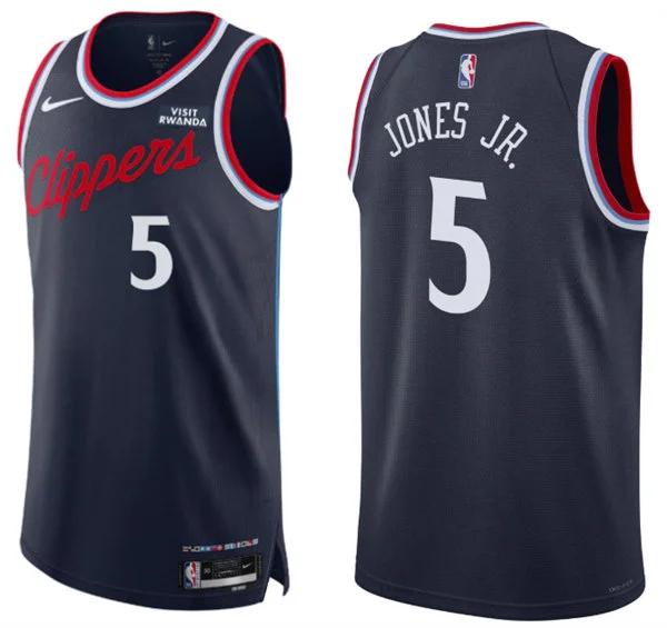 Mens LA Clippers #5 Derrick Jones Jr. Nike Navy Icon Edition Swingman Jersey