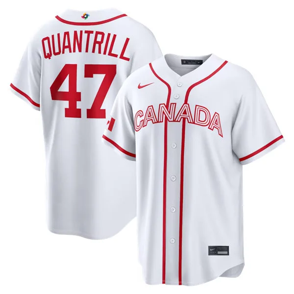 Canada Baseball #47 Cal Quantrill Nike White 2026 World Baseball Classic Home Stadium Jersey