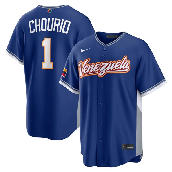 Venezuela Baseball #1 Jackson Chourio Nike Royal 2026 World Baseball Classic Road Stadium Jersey