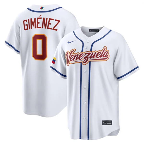 Venezuela Baseball #0 Andres Gimenez Nike White 2026 World Baseball Classic Home Stadium Jersey