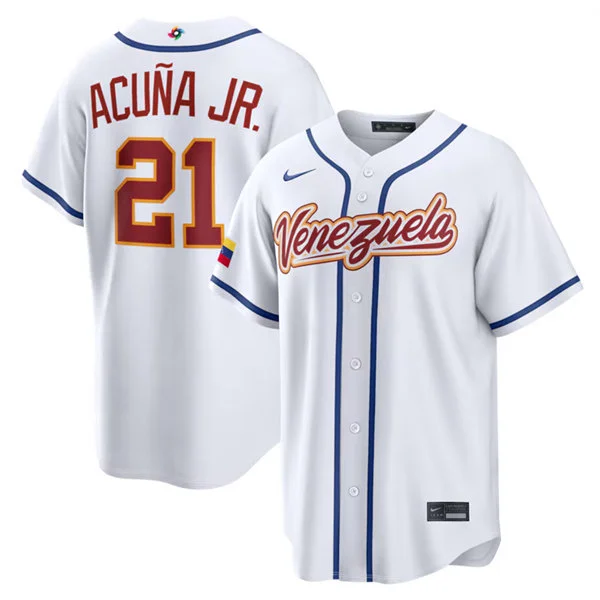 Venezuela Baseball #21 Ronald Acuna Jr. Nike White 2026 World Baseball Classic Home Stadium Jersey