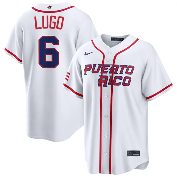 Puerto Rico Baseball #6 Matthew Lugo Nike White Home 2026 World Baseball Classic Limited Jersey
