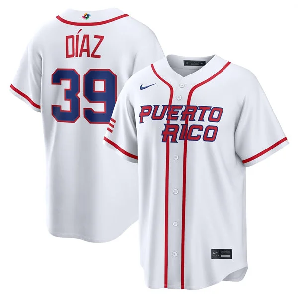 Puerto Rico Baseball #39 Edwin Diaz Nike White 2026 World Baseball Classic Home Stadium Jersey
