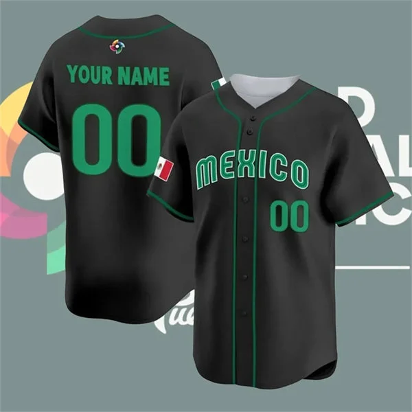 Custom Mexico Baseball Nike Black 2026 World Baseball Classic Replics Jersey