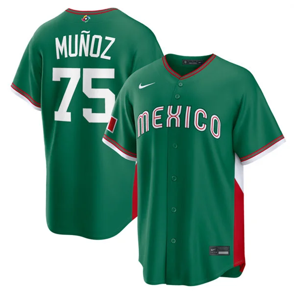 Mexico Baseball #75 Andres Munoz Nike Green 2026 World Baseball Classic Road Stadium Jersey