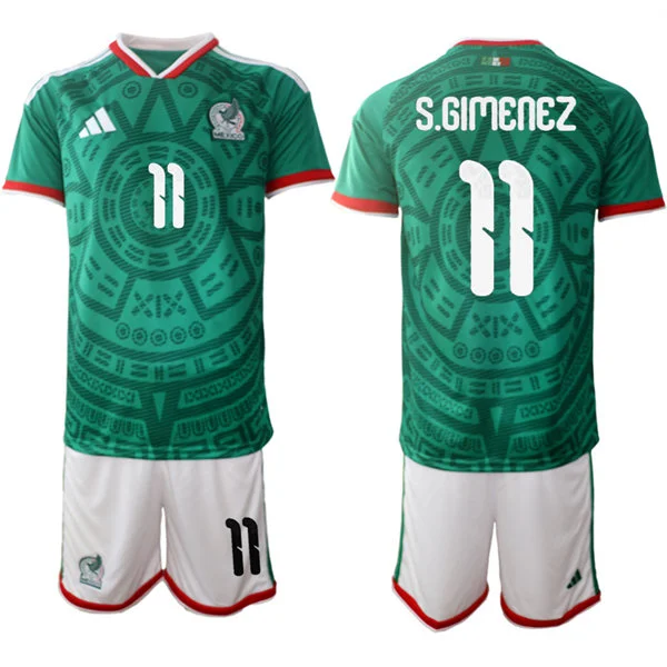 Mens Mexico #11 Santiago Gimenez 2026 FIFA World Cup Home Green Soccer Jersey Suit
