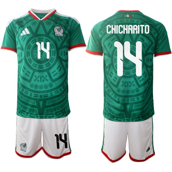Mens Mexico #14 Chicharito 2026 FIFA World Cup Home Soccer Jersey Suit Green 