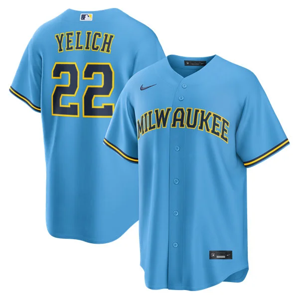 Mens Milwaukee Brewers #22 Christian Yelich Nike 2026 Light Blue Road Limited Jersey