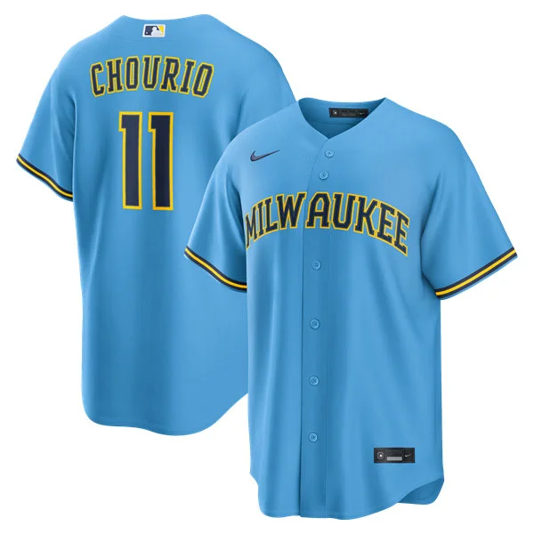 Mens Milwaukee Brewers #11 Jackson Chourio Nike 2026 Light Blue Road Limited Jersey