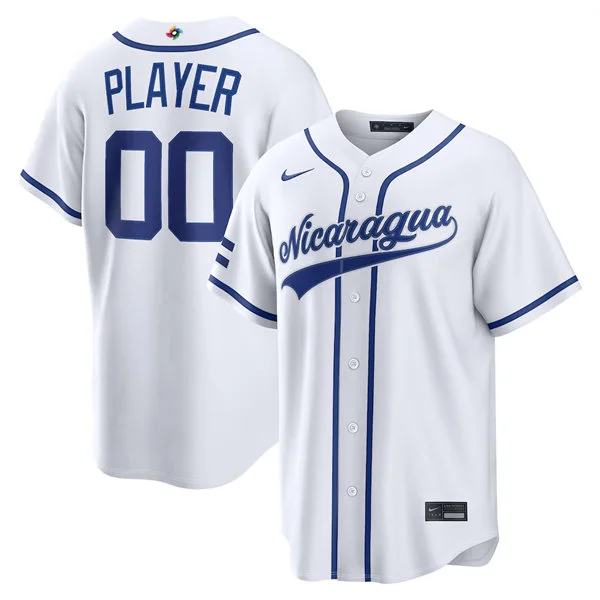 Custom Nicaragua Baseball Nike White Home 2026 World Baseball Classic Stadium Jersey 