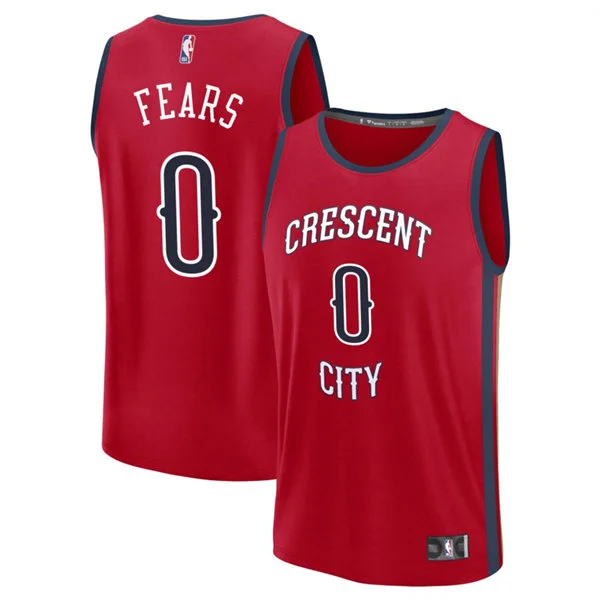Mens New Orleans Pelicans #0 Jeremiah Fears Red 2025-26 Statement Edition Swingman Jersey