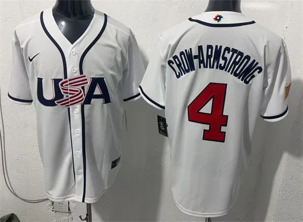 Mens Team USA #4 Pete Crow-Armstrong 2026 World Baseball Classic Limited Jersey White