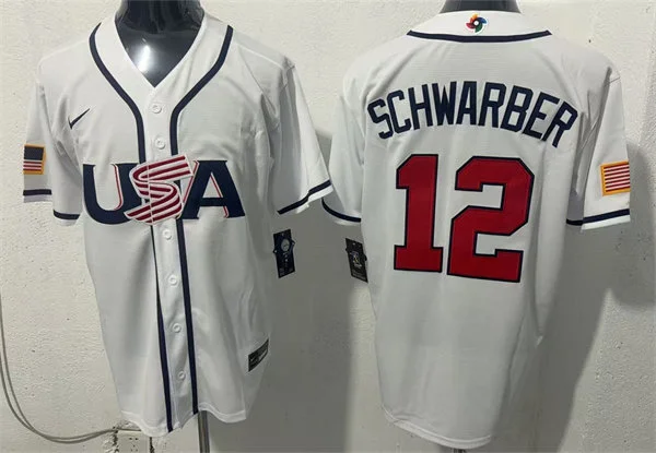 Mens Team USA #12 Kyle Schwarber 2026 World Baseball Classic Limited Jersey White