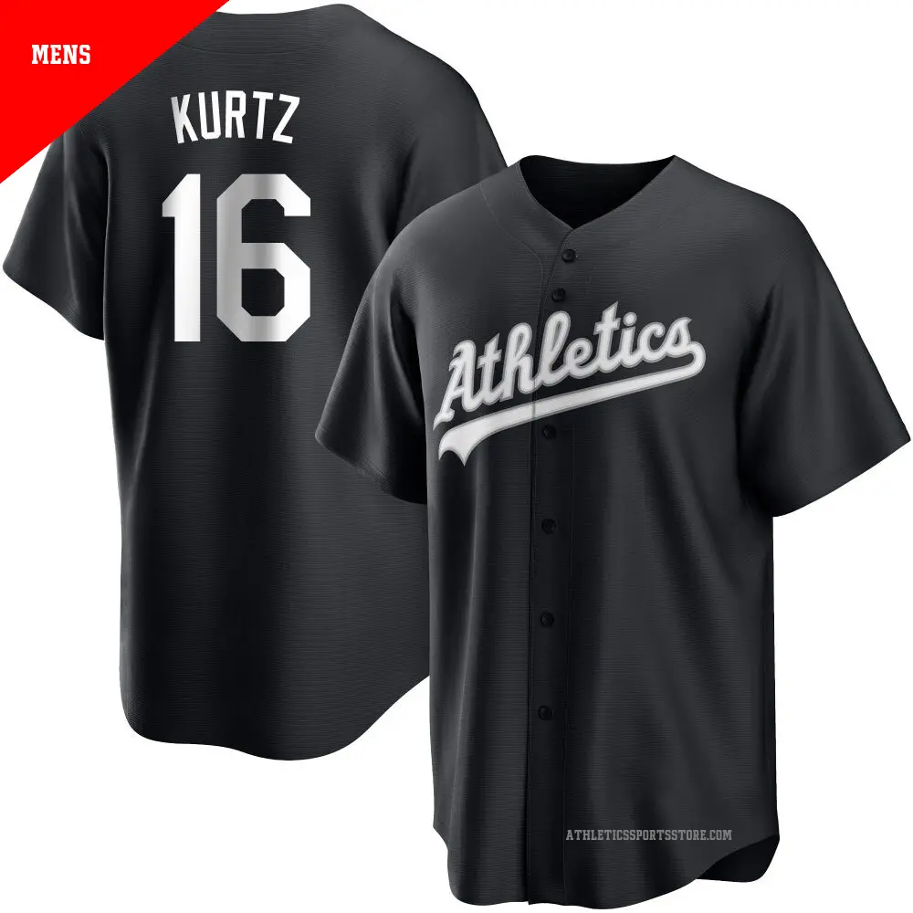 Men's Athletics #16 Nick Kurtz Nike Black Fashion Jersey