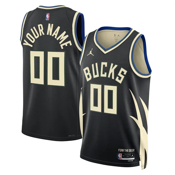 Milwaukee Bucks Custom Black Statement Edition Swingman Jersey