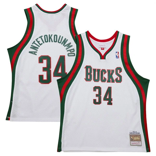 Milwaukee Bucks #34 Giannis Antetokounmpo Mitchell & Ness 2013-14 Hardwood Classics Swingman Jersey White