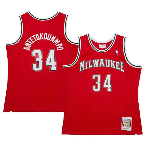 Milwaukee Bucks #34 Giannis Antetokounmpo Mitchell & Ness 2014-15 Hardwood Classics Swingman Jersey - Red