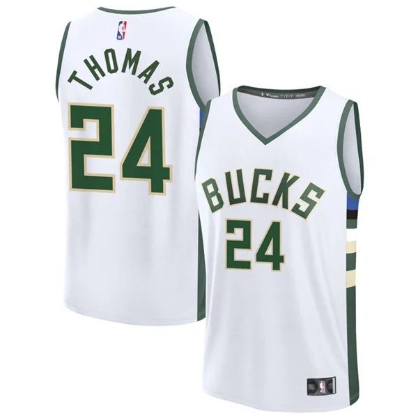 Mens Milwaukee Bucks #24 Cam Thomas Nike White Association Edition Swingman Jersey