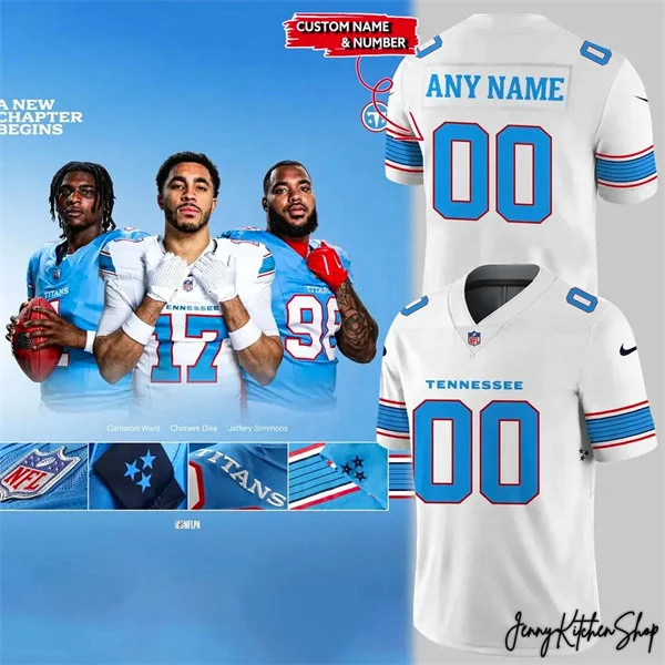Tennessee Titans Custom Nike 2026 White Vapor F.U.S.E. Limited Jersey