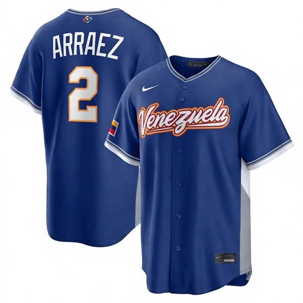 Venezuela Baseball #2 Luis Arraez Nike Royal 2026 World Baseball Classic Road Stadium Jersey