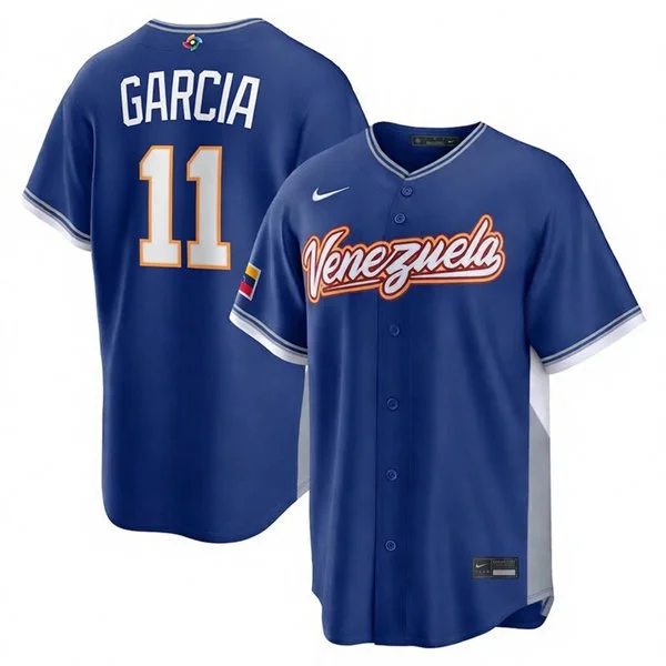 Venezuela #11 Maikel Garcia Nike Royal 2026 World Baseball Classic Road Stadium Jersey