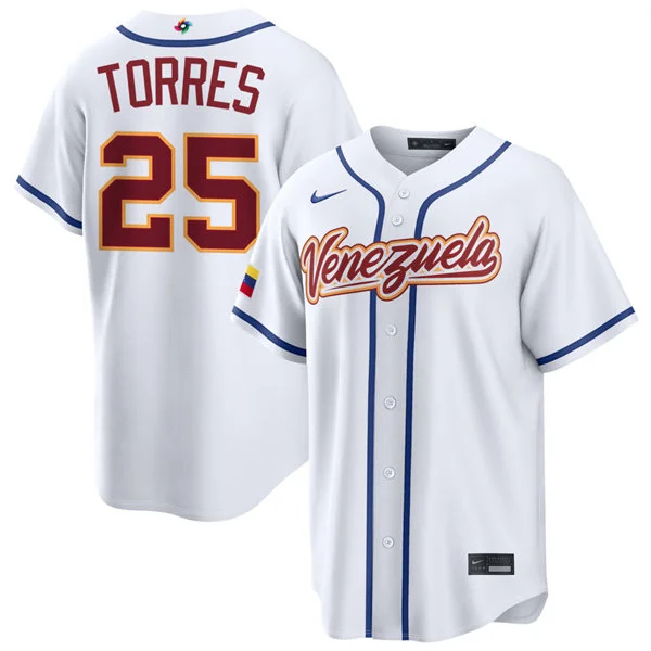 Venezuela #25 Gleyber Torres Nike White 2026 World Baseball Classic Home Stadium Jersey