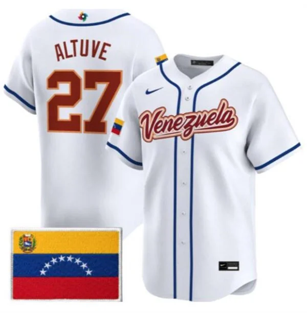 Venezuela #27 Jose Altuve Nike White 2026 World Baseball Classic Home Stadium Jersey