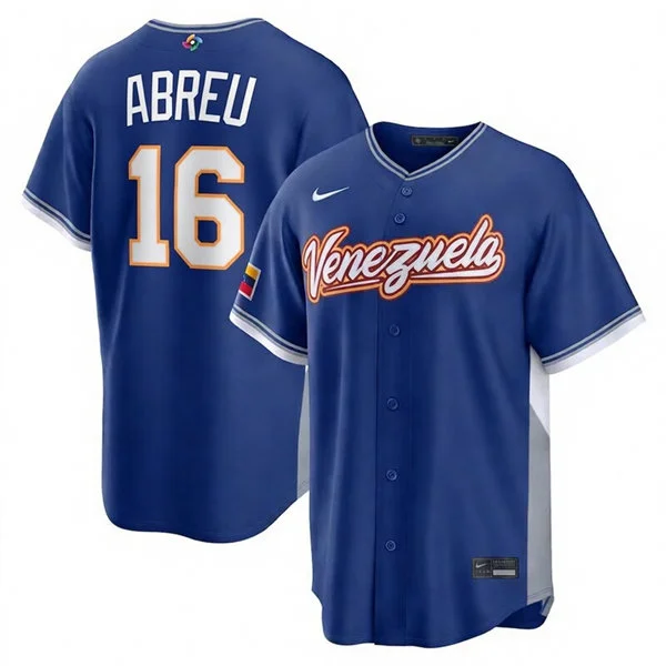 Venezuela #16 Wilyer Abreu Nike Royal 2026 World Baseball Classic Road Stadium Jersey
