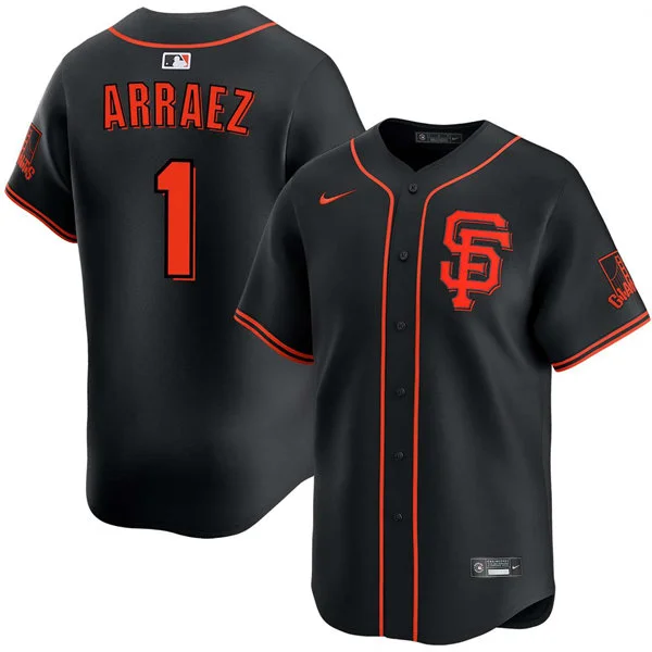 Mens San Francisco Giants #1 Luis Arraez Nike Black Alternate Limited Jersey