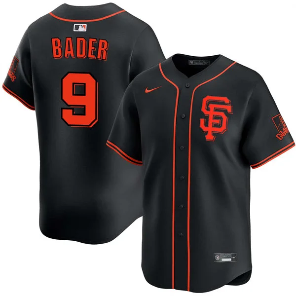 Mens San Francisco Giants #9 Harrison Bader Nike Black Alternate Limited Jersey