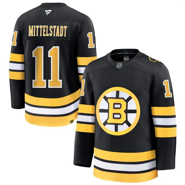 Mens Boston Bruins #11 Casey Mittelstadt  Fanatics 2025 Black Home Premium Jersey