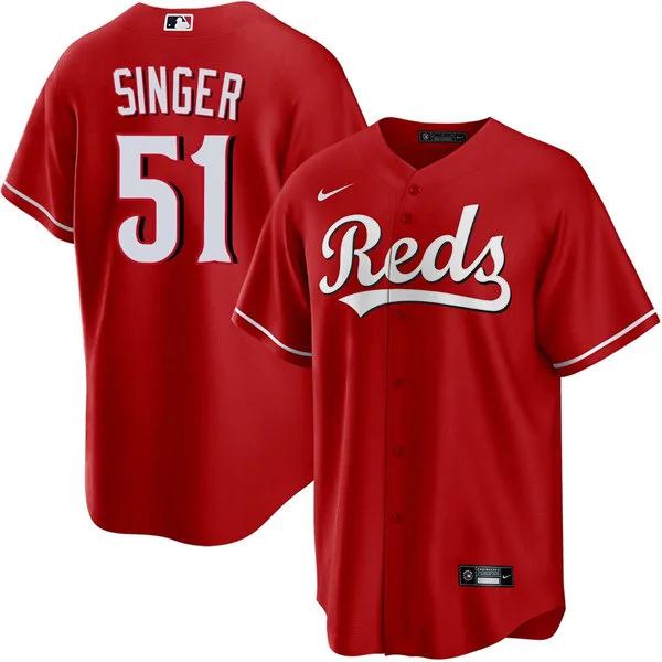 Mens Cincinnati Reds #51 Brady Singer Scarlet Alternate Reds Limited Jersey