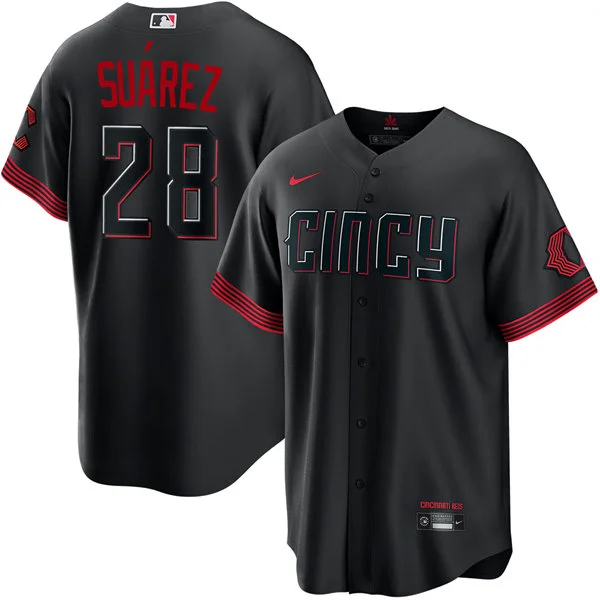 Mens Cincinnati Reds #28 Eugenio Suarez Nike Black City Connect Limited Jersey