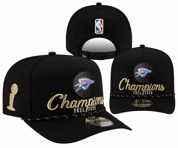 Oklahoma City Thunder Black 2024 -2025 Chanpions Snapback Cap YD2603201