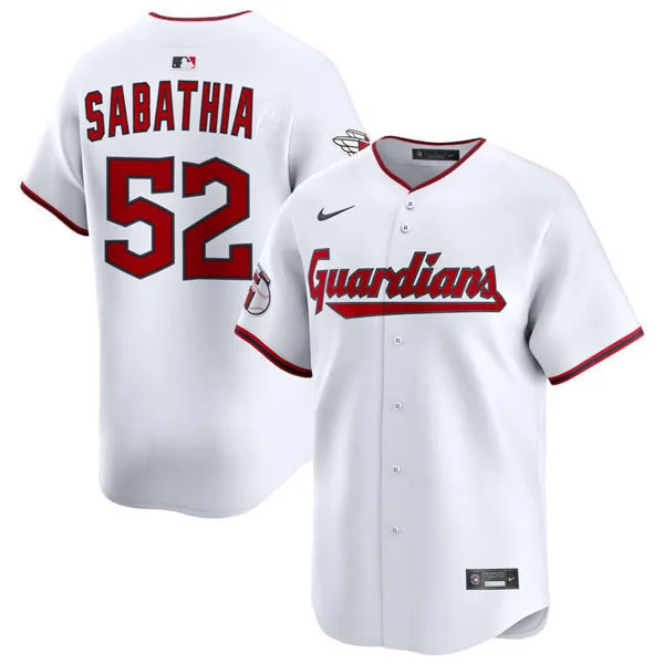 Mens Cleveland Guardians #52 C.C. Sabathia Nike White Home Limited Jersey