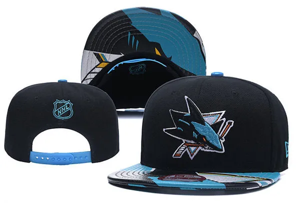 San Jose Sharks Black Teal Snapback Hat YD26032011-50411