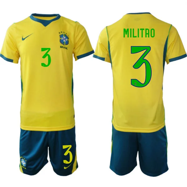 Mens Brazil #3 Eder Militao Home Yellow 2026 FIFA World Cup Soccer Jersey Kit 