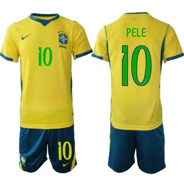 Mens Brazil #10 Pele Home Yellow 2026 FIFA World Cup Soccer Jersey Kit 