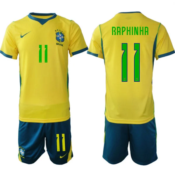 Mens Brazil #11 Raphinha Home Yellow 2026 FIFA World Cup Soccer Jersey Kit 