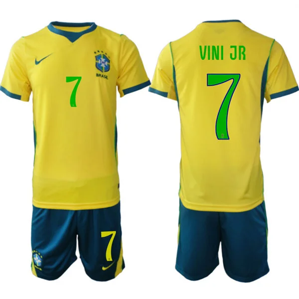 Mens Brazil #7 Vinicius Junior Home Yellow 2026 FIFA World Cup Soccer Jersey Kit 