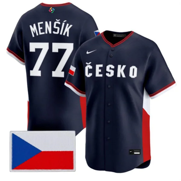 Czech Republic Baseball #77 Vojtch Menk Nike Navy 2026 World Baseball Classic Jersey