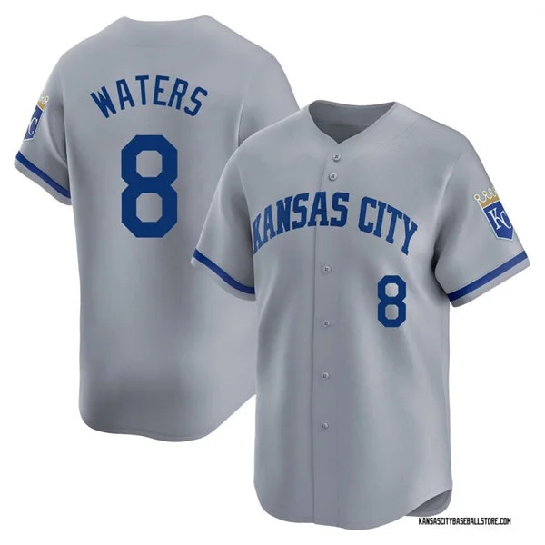 Mens Kansas City Royals #8 Drew Waters Nike Gray Road Limited Jersey
