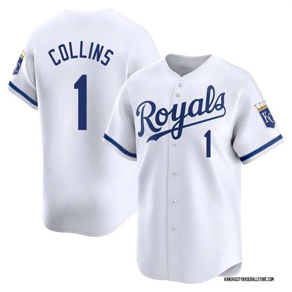 Mens Kansas City Royals #1 Isaac Collins Nike Home White Limited Jersey