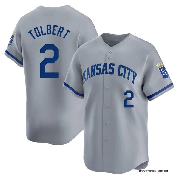 Mens Kansas City Royals #2 Tyler Tolbert Nike Gray Road Limited Jersey