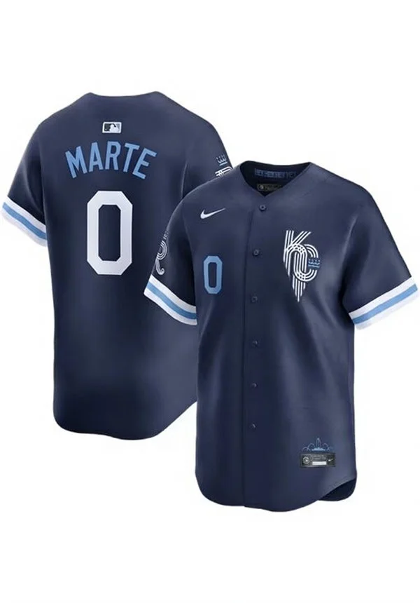 Mens Kansas City Royals #0 Starling Marte Nike Navy City Connect Jersey