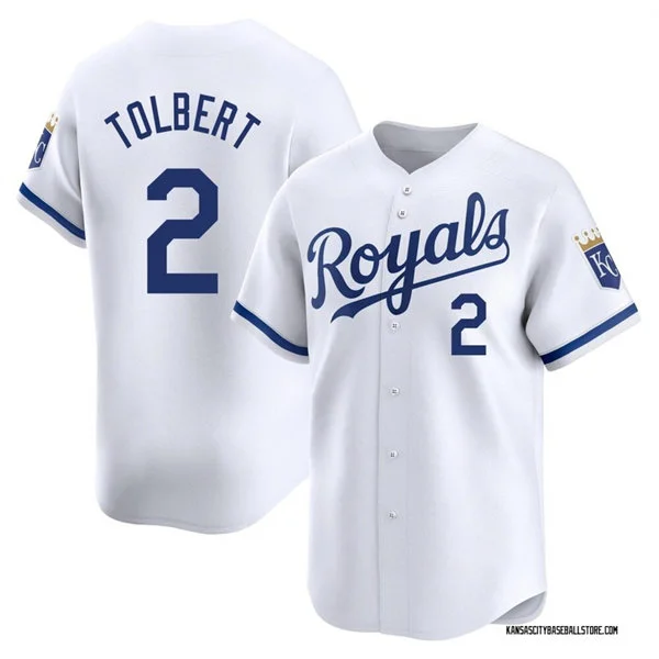 Mens Kansas City Royals #2 Tyler Tolbert Nike Home White Limited Jersey