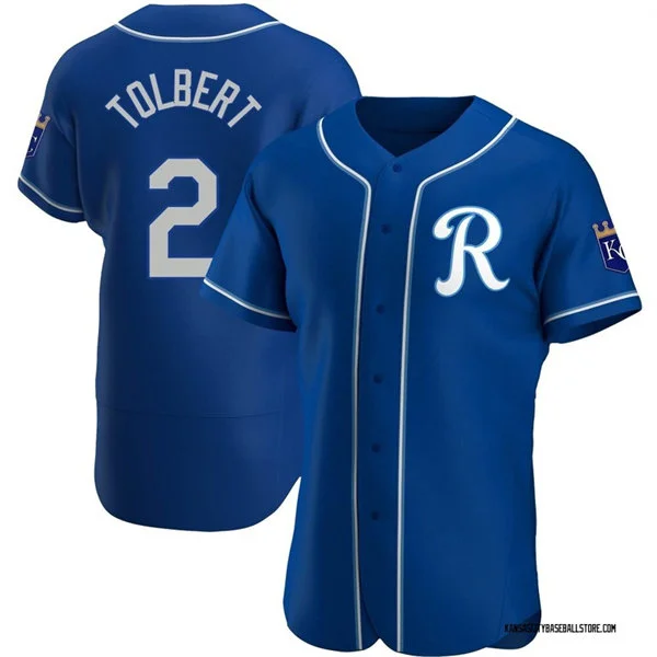 Mens Kansas City Royals #2 Tyler Tolbert Nike Royal Alternate Team Logo Authentic Jersey