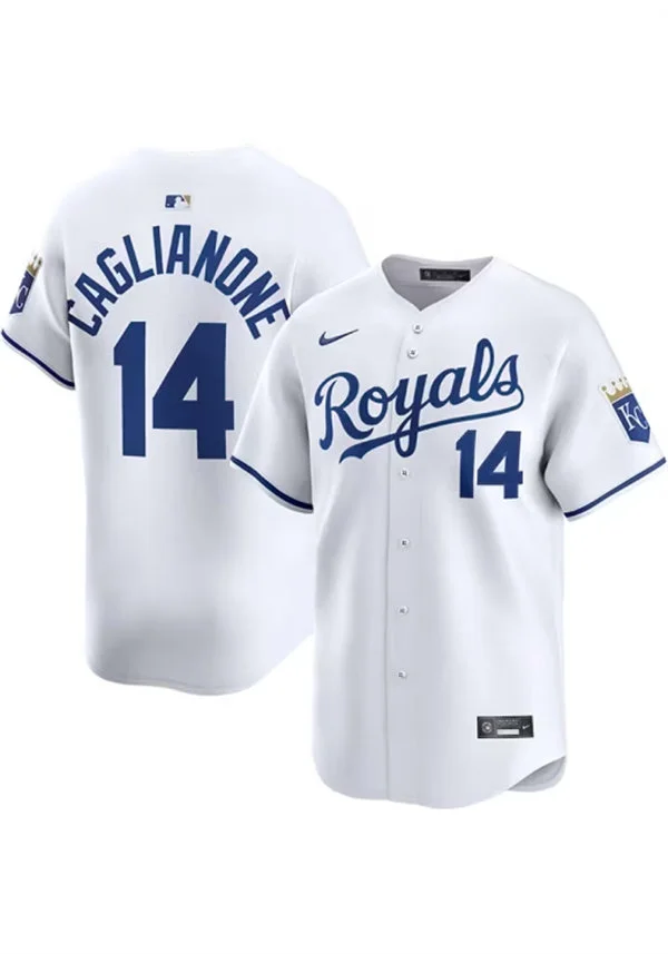 Mens Kansas City Royals #14 Jac Caglianone Nike Home White Limited Jersey