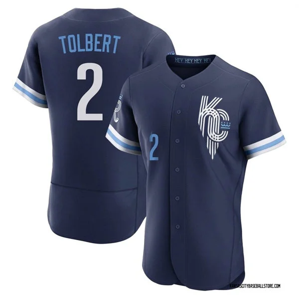 Mens Kansas City Royals #2 Tyler Tolbert Nike Navy City Connect Jersey