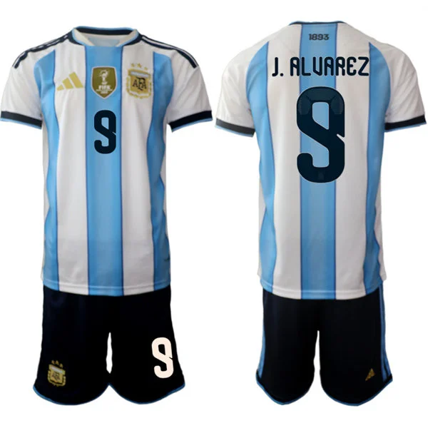 Mens Argentina National Team #9 Julian Alvarez Home White 2026 FIFA World Cup Soccer Jersey Kit